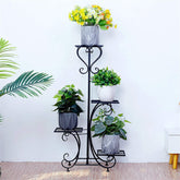 Lofaris 4 Tier High Black Iron Plant Stand For Indoor Decoration